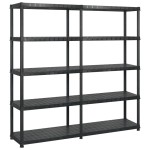 vidaXL Raft de depozitare cu 5 polițe, negru, 183x45,7x185 cm, plastic vidaXL Raft de depozitare cu 5 polițe, negru, 183x45,7x185 cm, plastic