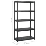 vidaXL Raft de depozitare cu 5 polițe, negru, 183x45,7x185 cm, plastic vidaXL Raft de depozitare cu 5 polițe, negru, 183x45,7x185 cm, plastic
