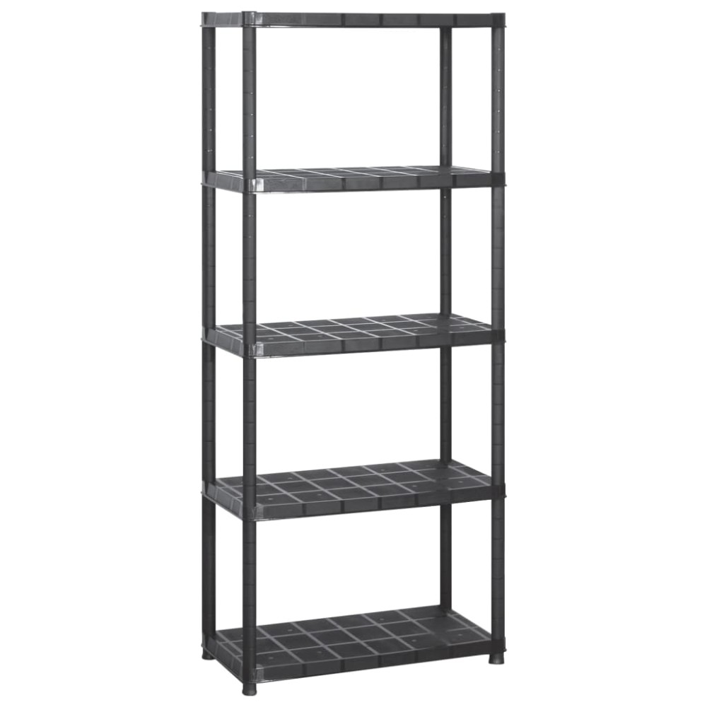 vidaXL Raft de depozitare cu 5 polițe, negru, 213x38x170 cm, plastic