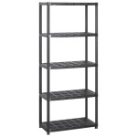 vidaXL Raft de depozitare cu 5 polițe, negru, 213x38x170 cm, plastic vidaXL Raft de depozitare cu 5 polițe, negru, 213x38x170 cm, plastic
