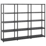 vidaXL Raft de depozitare cu 5 polițe, negru, 213x38x170 cm, plastic vidaXL Raft de depozitare cu 5 polițe, negru, 213x38x170 cm, plastic