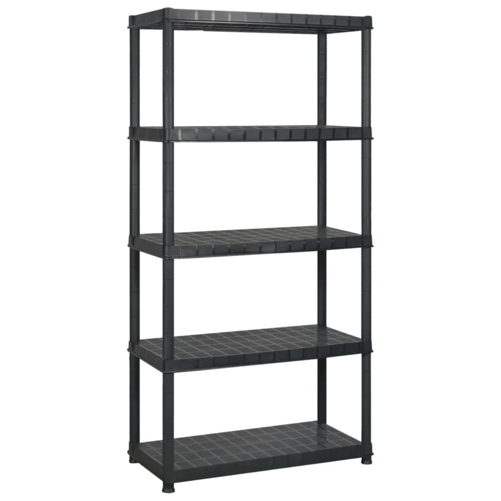 vidaXL Raft de depozitare cu 5 polițe, negru, 255x40x185 cm, plastic
