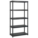 vidaXL Raft de depozitare cu 5 polițe, negru, 255x40x185 cm, plastic vidaXL Raft de depozitare cu 5 polițe, negru, 255x40x185 cm, plastic
