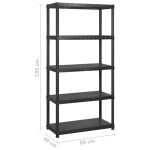 vidaXL Raft de depozitare cu 5 polițe, negru, 255x40x185 cm, plastic vidaXL Raft de depozitare cu 5 polițe, negru, 255x40x185 cm, plastic