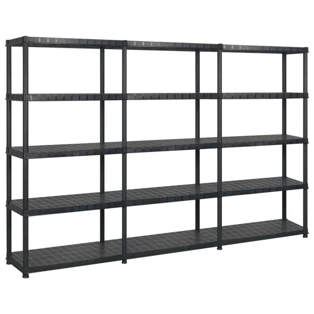 vidaXL Raft de depozitare 5 niveluri negru 274,5x45,7x185 cm, plastic