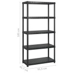 vidaXL Raft de depozitare 5 niveluri negru 274,5x45,7x185 cm, plastic vidaXL Raft de depozitare 5 niveluri negru 274,5x45,7x185 cm, plastic