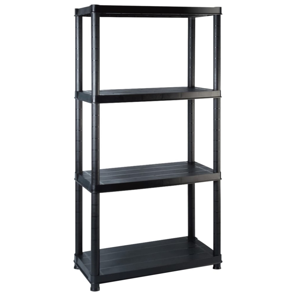 vidaXL Raft de depozitare cu 4 polițe, negru, 244x30,5x130 cm, plastic