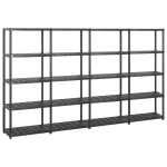 vidaXL Raft de depozitare cu 5 polițe, negru, 284x38x170 cm, plastic vidaXL Raft de depozitare cu 5 polițe, negru, 284x38x170 cm, plastic