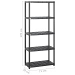 vidaXL Raft de depozitare cu 5 polițe, negru, 284x38x170 cm, plastic vidaXL Raft de depozitare cu 5 polițe, negru, 284x38x170 cm, plastic