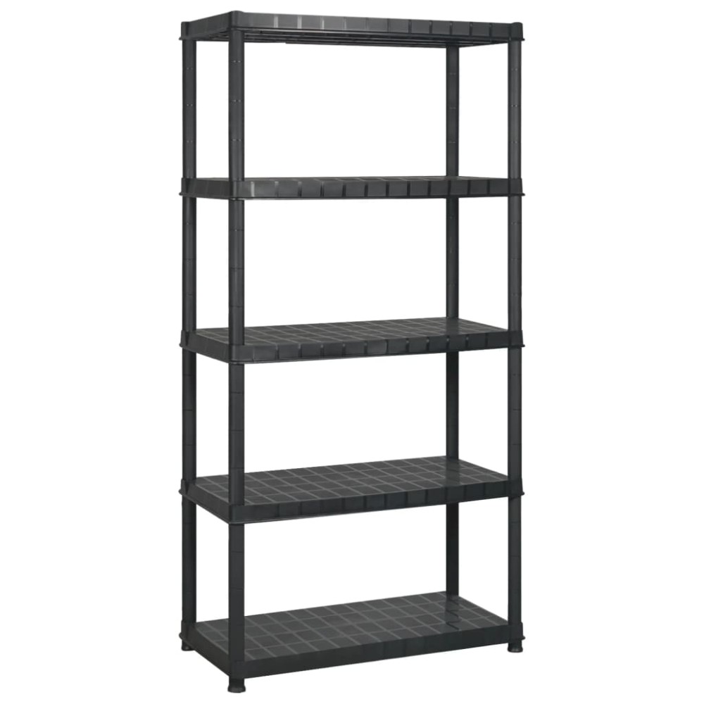 vidaXL Raft de depozitare cu 5 polițe, negru, 340x40x185 cm, plastic