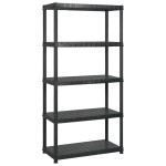 vidaXL Raft de depozitare cu 5 polițe, negru, 340x40x185 cm, plastic vidaXL Raft de depozitare cu 5 polițe, negru, 340x40x185 cm, plastic