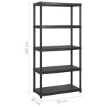 vidaXL Raft de depozitare cu 5 polițe, negru, 340x40x185 cm, plastic vidaXL Raft de depozitare cu 5 polițe, negru, 340x40x185 cm, plastic