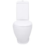 vidaXL Vas WC toaletă de baie, alb, ceramică, rotund, flux inferior vidaXL Vas WC toaletă de baie, alb, ceramică, rotund, flux inferior