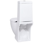 vidaXL Vas WC toaletă de baie, alb, ceramică, rotund, flux inferior vidaXL Vas WC toaletă de baie, alb, ceramică, rotund, flux inferior