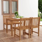 vidaXL Set de mobilier de grădină cu 5 piese, 120x70 cm, lemn masiv de tec vidaXL Set de mobilier de grădină cu 5 piese, 120x70 cm, lemn masiv de tec