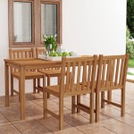 vidaXL Set de mobilier de grădină cu 5 piese, 160x80 cm, lemn masiv de tec vidaXL Set de mobilier de grădină cu 5 piese, 160x80 cm, lemn masiv de tec