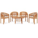 vidaXL Set mobilier grădină tip banană, 5 piese, lemn masiv de tec vidaXL Set mobilier grădină tip banană, 5 piese, lemn masiv de tec