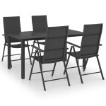 vidaXL Set mobilier de grădină, 5 piese, negru vidaXL Set mobilier de grădină, 5 piese, negru