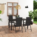 vidaXL Set mobilier de grădină, 5 piese, negru vidaXL Set mobilier de grădină, 5 piese, negru