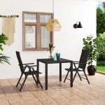 vidaXL Set mobilier de grădină, 3 piese, negru vidaXL Set mobilier de grădină, 3 piese, negru