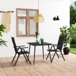 vidaXL Set mobilier de grădină, 3 piese, negru vidaXL Set mobilier de grădină, 3 piese, negru
