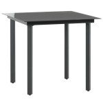vidaXL Set mobilier de masă pentru grădină, 3 piese, negru, ratan PVC