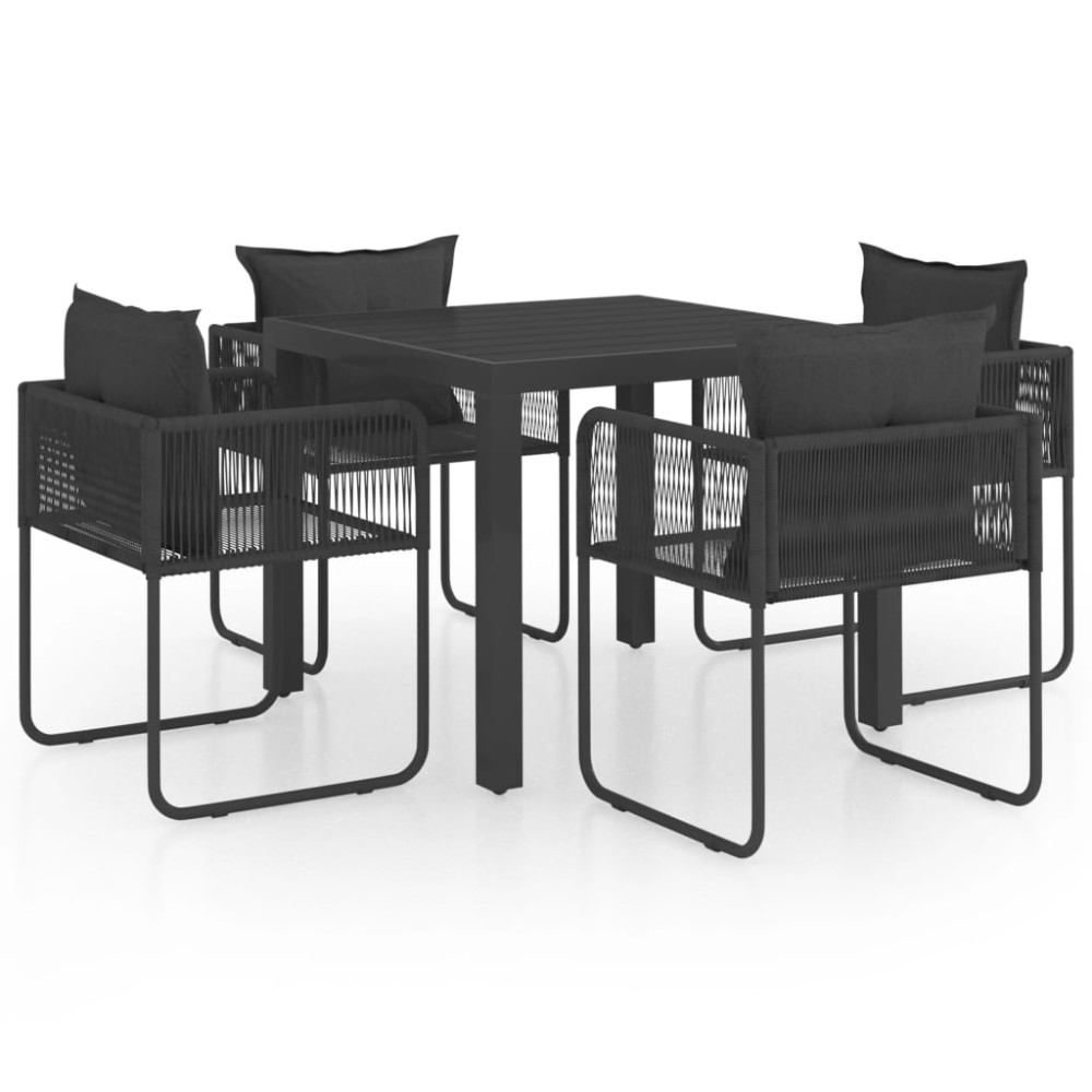 vidaXL Set mobilier masă de grădină, 5 piese, negru, ratan PVC