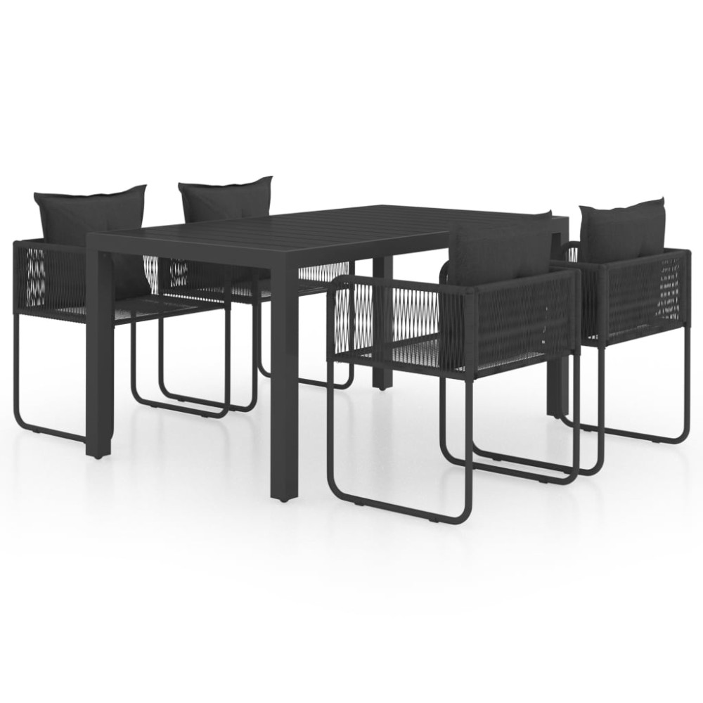 vidaXL Set mobilier de grădină, 5 piese, negru, ratan PVC