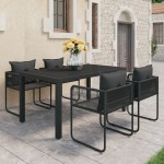 vidaXL Set mobilier de grădină, 5 piese, negru, ratan PVC