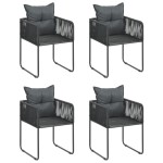 vidaXL Set mobilier de grădină, 5 piese, negru, ratan PVC