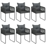 vidaXL Set mobilier de grădină, 7 piese, negru, ratan PVC