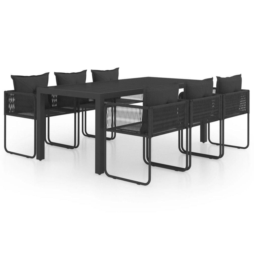 vidaXL Set mobilier masă de grădină, 7 piese, negru, ratan PVC