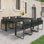 vidaXL Set mobilier masă de grădină, 7 piese, negru, ratan PVC vidaXL Set mobilier masă de grădină, 7 piese, negru, ratan PVC