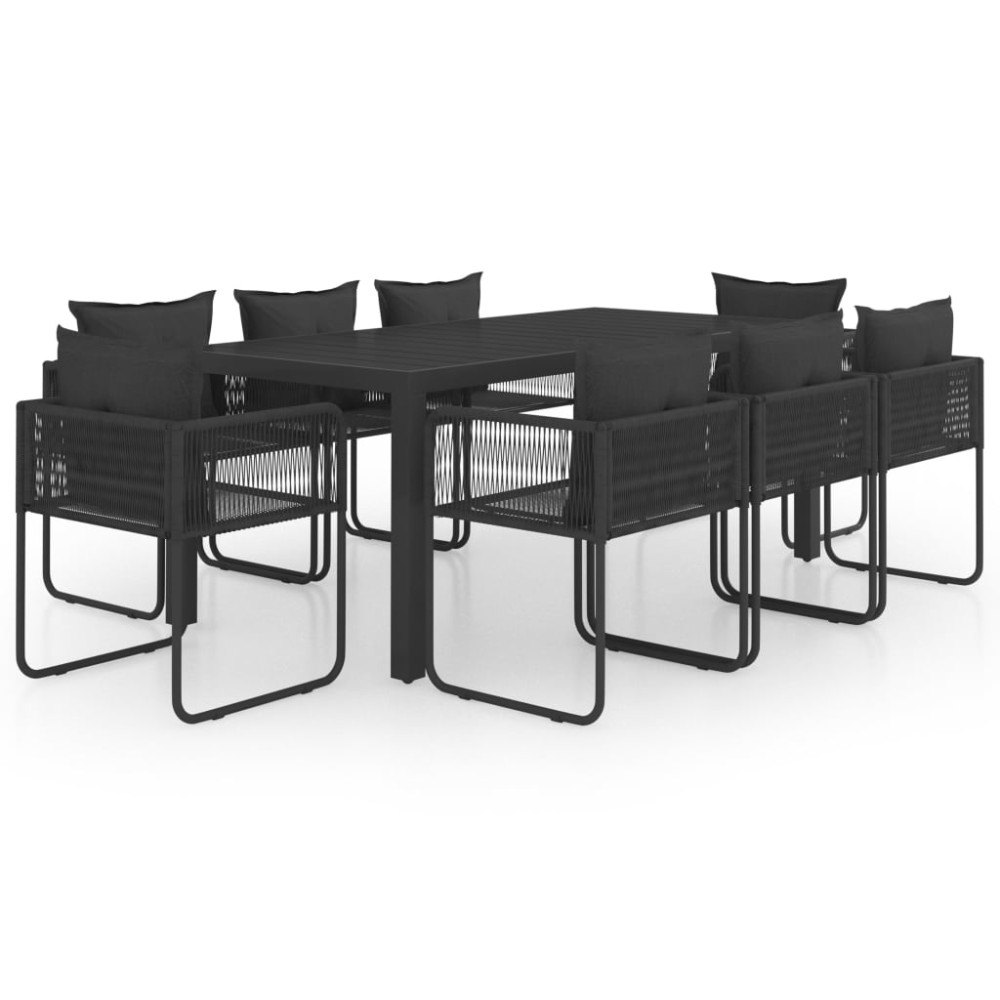 vidaXL Set mobilier de masă, 9 piese, negru, ratan PVC