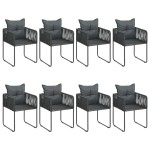 vidaXL Set mobilier de masă, 9 piese, negru, ratan PVC