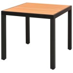 vidaXL Set mobilier masă de grădină, 3 piese, negru și maro, ratan PVC vidaXL Set mobilier masă de grădină, 3 piese, negru și maro, ratan PVC