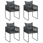 vidaXL Set mobilier masă de grădină, 5 piese, negru și maro, ratan PVC vidaXL Set mobilier masă de grădină, 5 piese, negru și maro, ratan PVC