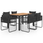 vidaXL Set mobilier masă de grădină, 7 piese, negru și maro, ratan PVC vidaXL Set mobilier masă de grădină, 7 piese, negru și maro, ratan PVC