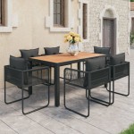 vidaXL Set mobilier masă de grădină, 7 piese, negru și maro, ratan PVC vidaXL Set mobilier masă de grădină, 7 piese, negru și maro, ratan PVC