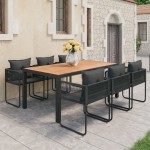 vidaXL Set mobilier de grădină, 7 piese, negru și maro, ratan PVC