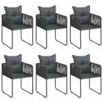 vidaXL Set mobilier de grădină, 7 piese, negru și maro, ratan PVC