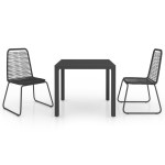 vidaXL Set mobilier de grădină, 3 piese, negru, ratan PVC vidaXL Set mobilier de grădină, 3 piese, negru, ratan PVC