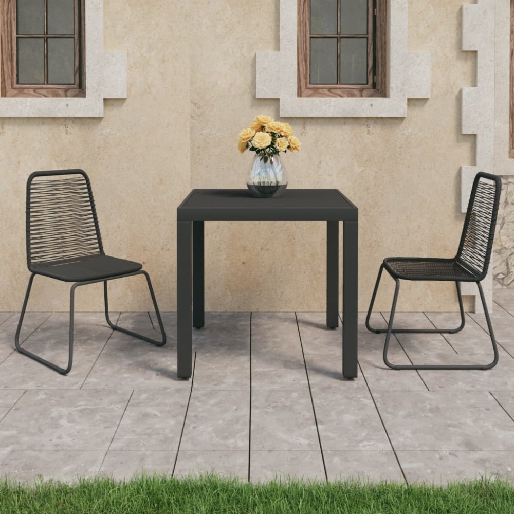 vidaXL Set mobilier de grădină, 3 piese, negru, ratan PVC