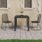 vidaXL Set mobilier de grădină, 3 piese, negru, ratan PVC vidaXL Set mobilier de grădină, 3 piese, negru, ratan PVC