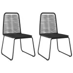 vidaXL Set mobilier de masă pentru grădină, 3 piese, negru, ratan PVC