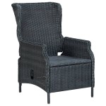 vidaXL Set mobilier exterior cu perne, 9 piese, gri închis, poliratan