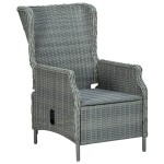 vidaXL Set mobilier exterior cu perne, 7 piese, gri deschis, poliratan
