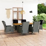 vidaXL Set mobilier exterior cu perne, 7 piese, gri deschis, poliratan vidaXL Set mobilier exterior cu perne, 7 piese, gri deschis, poliratan