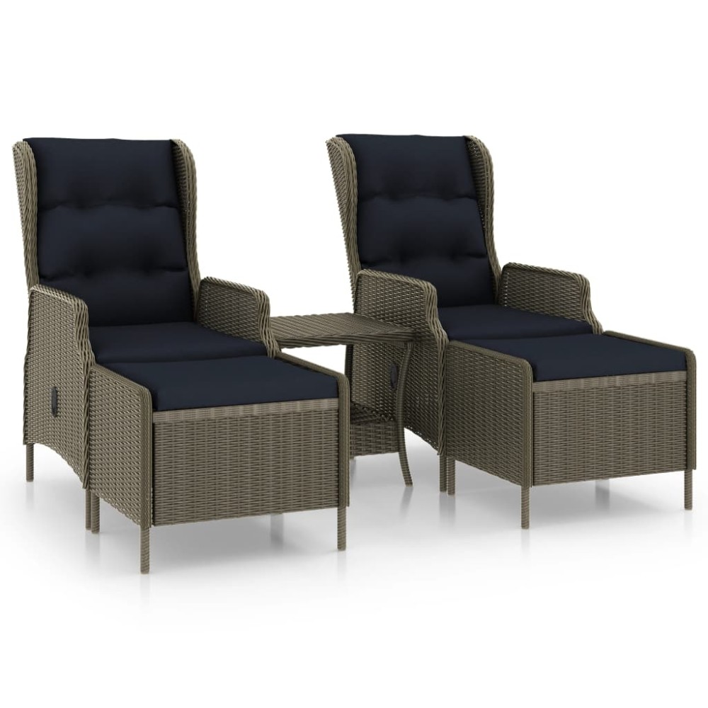 vidaXL Set mobilier de grădină, cu perne, 3 piese, maro, poliratan