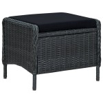 vidaXL Set mobilier exterior cu perne, 9 piese, gri închis, poliratan
